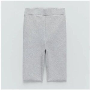 Zara Light Grey Heathered High Waist Biker Shorts